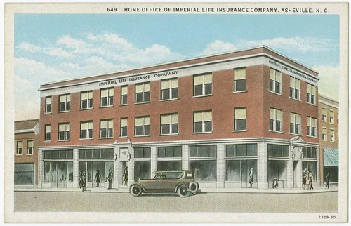Home Office of Imperial Life Insurance Company Asheville NC postcard 1920s